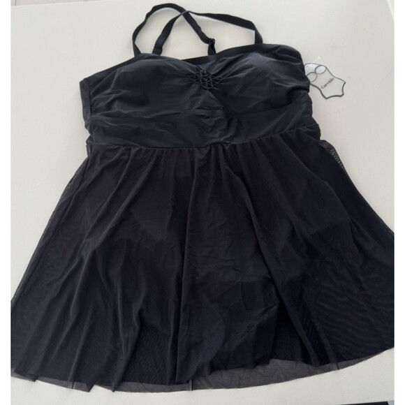 Plus Size Swimdress One Piece Swimsuit Tummy Control black Skirt size 2x 18-20W - Picture 6 of 13